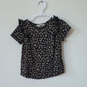 H&M Black and Tan Leopard Print Kids Top, 3/4T